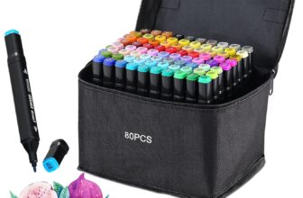 Hibisaws 80 Colours Alcohol Markers, Twin Tip Marker Pens, Felt Tip Colouring Pens Set for Adults, Kids and Artists, for Painting, Colouring and Sketching