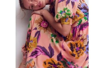 High Neck Blouson Sleeve Dress Multi Opulent Blossom