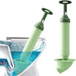 High Pressure Toilet Plunger, Air Power Drain Clog Remover Tool, Powerful Suction Toilet Plunger Unclog, Sink Curved Drain Unblocker, for Toilet, Bathtub, Sink (Green)