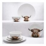 Highland Cow 12 Piece Dinner Set
