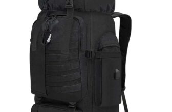 Hiking Backpack 80L Waterproof Travel Rucksack with Multiple Pockets & Adjustable Straps – Black