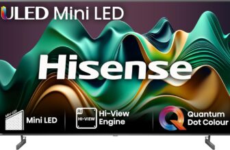 Hisense 75 Inch 4K MiniLED TV 75U6NQTUK – Quantum Dot Colour, Dolby Vision Atmos, Hi-View Engine, FilmMaker Mode, Vidaa OS with Voice Control, Freely, Youtube, Netflix and Disney (2024 Model)