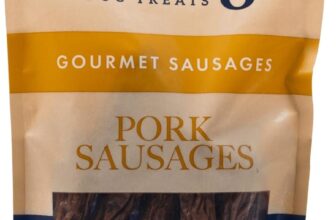Hollings Pork Sausages Dog Treats, Delicious, Nutritious Air Dried Chews for Adult Dogs, 100% Gluten Free & Made with 100% Natural Ingredients (200g)