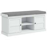 Homcom Shoe Bench with Seat, Shoe Storage Bench with Cushion, 2 Cabinets and Adjustable Shelf for Entryway, Hallway, Living Room, Bedroom.