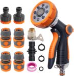 Hose Pipe Spray Gun Garden Hose Spray Gun 8 Shower Spray Patterns High-Pressure Hose Nozzle Hose Pipe Connectors and Fittings Watering for Terraces/Courtyards/Gardens/Car Cleaning