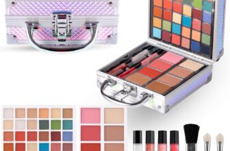 Hot Sugar 49-Piece Makeup Kit, All in One Cosmetics Set with 36 Eyeshadows and Brushes, Complete Beauty Gift Box with Travel Case (Purple)