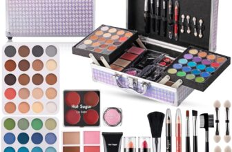 Hot Sugar Complete Makeup Kit with Aluminium Case, Make Up Set for Women, 40 Eyeshadows, Lip Products, Brushes, Foundation (Purple Houndstooth)