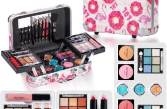 Hot Sugar Teen Makeup Kit, 27-Piece Cosmetic Gift Set for Women with Train Case, Eye Shadow Palettes, Blushes, Lip Glosses, Lipsticks, Eye Pencils, Brushes, Mirror (DOUGHNUT)