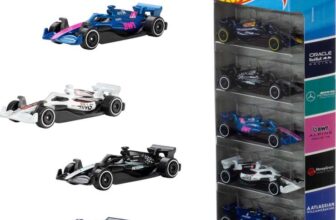 Hot Wheels Formula 1 1:64 Scale Die-Cast 5-Pack, Set of 5 Officially Licensed Race Cars – w/Voucher