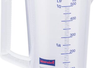 Hunersdorff 935000 Graduated Can with Closed Handle, White/Blue, 500 ml