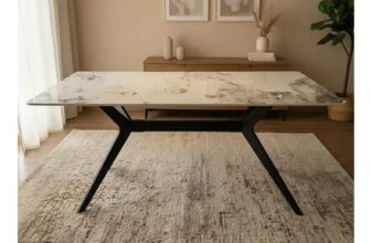 Indoor Living 4 Seater Marble Top Rectangular Dining Table