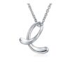 Initial E Pendant Necklace, Script Cursive, Sterling Silver, 18in