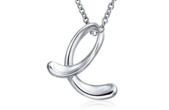 Initial E Pendant Necklace, Script Cursive, Sterling Silver, 18in