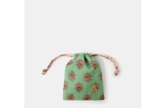Initial Floral Print Drawstring Bag Multi