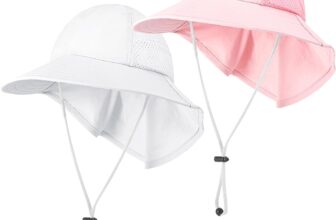 Invalidism 2 Pack Baby Toddler Sun Hat Kids Summer Sun Protection Hat UPF 50 Wide Brim Adjustable Baby Boy Girls Beach Hats for Baby Toddler Kids Multicolour