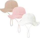 Invalidism 3 Pack Baby Toddler Sun Hat Kids Summer Sun Protection Hats UPF 50 Wide Brim Adjustable Unisex Bucket Hat Boy Girls Beach Hats for Toddler Kids