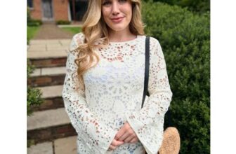 Ivory Floral Crochet Bell Sleeve Top