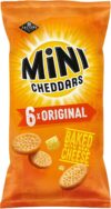 JACOBS Mini Cheddars Original Multipack Crisps, Baked with Real Cheese, 6 x 23 g Bags Per Pack (Pack of 1)