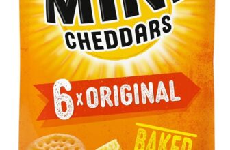 JACOBS Mini Cheddars Original Multipack Crisps, Baked with Real Cheese, 6 x 23 g Bags Per Pack (Pack of 1)