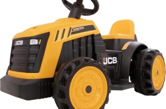 JCB Battery Operated Tractor Ride-On Electric Powered Construction Ride On Car Forward & Reverse Function Ride Along Toys For Children Trailer Not Included Ages 2
