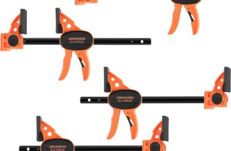 JORGENSEN 150 mm Woodworking Clamps 4-Pack, Splicable to 400 mm Ratchet Bar Clamps, Quick Release Clamp Set, 290 mm Spreader, One Handed Wood Clamp, Max 68 kg Load Limit