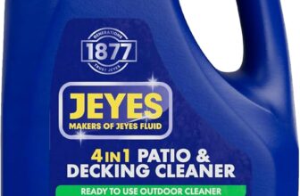 Jeyes 4 In 1 Patio & Decking Cleaner, Patio Cleaner Fluid for Paths, Drives, Decking & Fencing – Outdoor Disinfectant Liquid or Pressure Washer Detergent – Tackles Dirt, Algae & Stains (2 Litre)