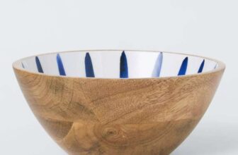 John Lewis Coastal Mango Wood Serve Bowl, 18cm, Blue/Natural – £2.95 CC