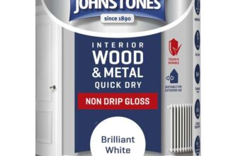 Johnstones – Quick Dry & Non Drip Gloss Paint for Wood & Metal – Brilliant White (Prime Exclusive)