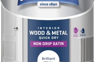 Johnstones – Wood & Metal Paint – Satin Finish – Brilliant White – 2.5L – Water Based – Non Drip & Quick Drying – Radiator Paint – Low Odour – Dry in 1-2 Hours – 8m2 Coverage per Litre