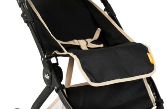 Joie Junior Pact Dolls Pram Stone & Black Childrens Toy Pram, Compact Fold-Over Design with Carry Handle dolls Pushchair, Adjustable Handle Height, Soft Foam Grips, Under Seat Storage 3