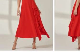 Jolie Moi Wrap Front Frill Detail Maxi Dress