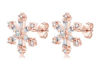 Josfeva Snowflake Stud Earrings, 925 Silver, Zirconia, Hypoallergenic