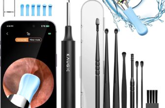 KAUGIC Ear Wax Removal, Ear Cleaner with Camera Ear Scope, Earwax Removal Kit Visual Ear Otoscope with 6 LED Lights, Ear Cleaning Tool with 8 Ear Spoons for Adults & Children