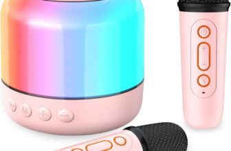 Karaoke Machine for Kids with 2 Microphones, Girls Toys Portable Kids Karaoke Machines for Girls with LED Party Lights,Bluetooth Speaker Birthday for Kid,14-18 Years Old(Pink 2 Mic)