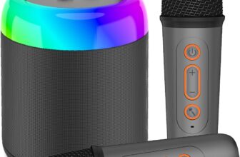 Karaoke Machine for Kids with 2 Microphones, Portable Kids Karaoke Machines for Girls with LED Party Lights,Girls Toys Birthday Gifts for Kids Age 14-18 (Black 2 Mic)