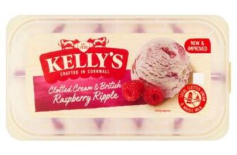 Kellys Cornish Clotted Cream & British Raspberry Ripple Ice Cream 950ml