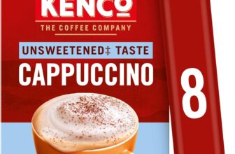 Kenco Unsweetened Cappuccino Instant Coffee Sachets 8×11.1g (Pack of 5, Total 40 Sachets, 444g)