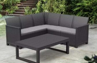 Keter Elodie 5 Seater Rattan Effect Garden Corner Sofa Set
