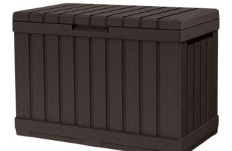 Keter Kentwood 190L Outdoor Resin Garden Storage Box, Brown Weatherproof WoodEffect Panels Stores Cushions