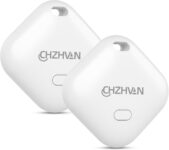 Key Finder, Wallet Tracker Works with Apple Find My (iOS only), Replaceable Battery, Water-Resistant, Bluetooth Item Finder for Bags, Luggage, Backpack (White, 2 Pack)