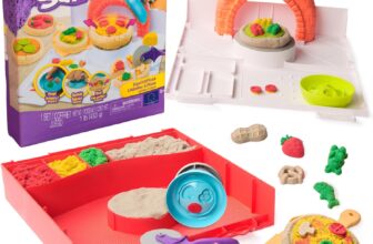 Kinetic Sand, SquishPizza Rising Pizza Playset with 452g Play Sand and 5 Tools, Kids Toys for Girls and Boys Aged 5 and up