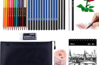 Kingmyth Drawing Pencils, Art Supplies with Sketch, Oil Colored, Charcoal and 7 in 1 Rainbow Pencils for Drawing and Sketching,Sketch Book and Zipper Bag for Artists or Beginners