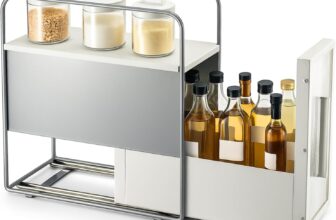 Kitchen Countertop Spice Rack Organizer Pull-Out Seasoning Shelf for Oil, Salt & Vinegar Compact Corner Storage for Coffee Station & Worktop Organisation