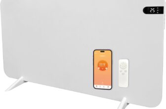 Könighaus 600 W Smart Dual Infrared Heater Wi-Fi App Control with Remote Control Including Towel Holder Feet and Mounting Material Colour: White