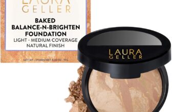 LAURA GELLER Baked Balance-n-Brighten Colour Correcting Powder Foundation (Light) Buildable Light to Medium Coverage Baked Foundation, Demi-Matte Finish