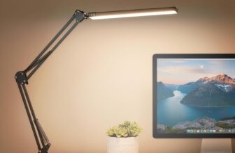 LED Desk Lamp with Clamp, 12W Desk Light for Home Office, 3 Color Temperature Modes (3200K/4200K/5800K), 10-Level Dimmable Study Lamp, Eye-Caring, Flexible Swing Arm, USB Powered (Black)