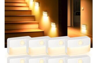 LED Motion-Sensor Stair Lights, 8-Pack, Battery-Powered, Stick-On, Warm White