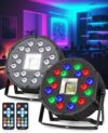 LED Stage Light, RGB LED Strobe Lights Sound Activated DMX Control, 7 Modes Uplighting Lights with Remote Control Stage Lighting, Disco Party Lights for Club,Christmas Party (2PCS)