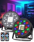 LED Stage Light, RGB LED Strobe Lights Sound Activated DMX Control, 7 Modes Uplighting Lights with Remote Control Stage Lighting, Disco Party Lights for Club,Christmas Party (2PCS)