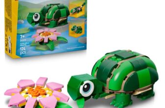 LEGO Creator 3in1 Turtle with a Water Lily Flower Toy – Animal Figure Transforms into a Chameleon or Frog 31377